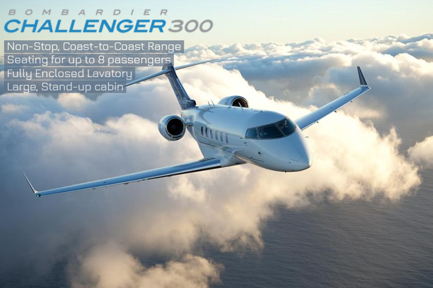 Challenger 300 super midsize jet for Nantucket charter