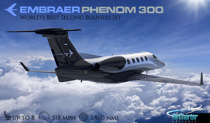 Embraer Phenom 300 super light jet for Nantucket charter