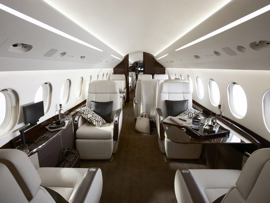 Dassault Falcon 2000LXS cabin for Nantucket charter