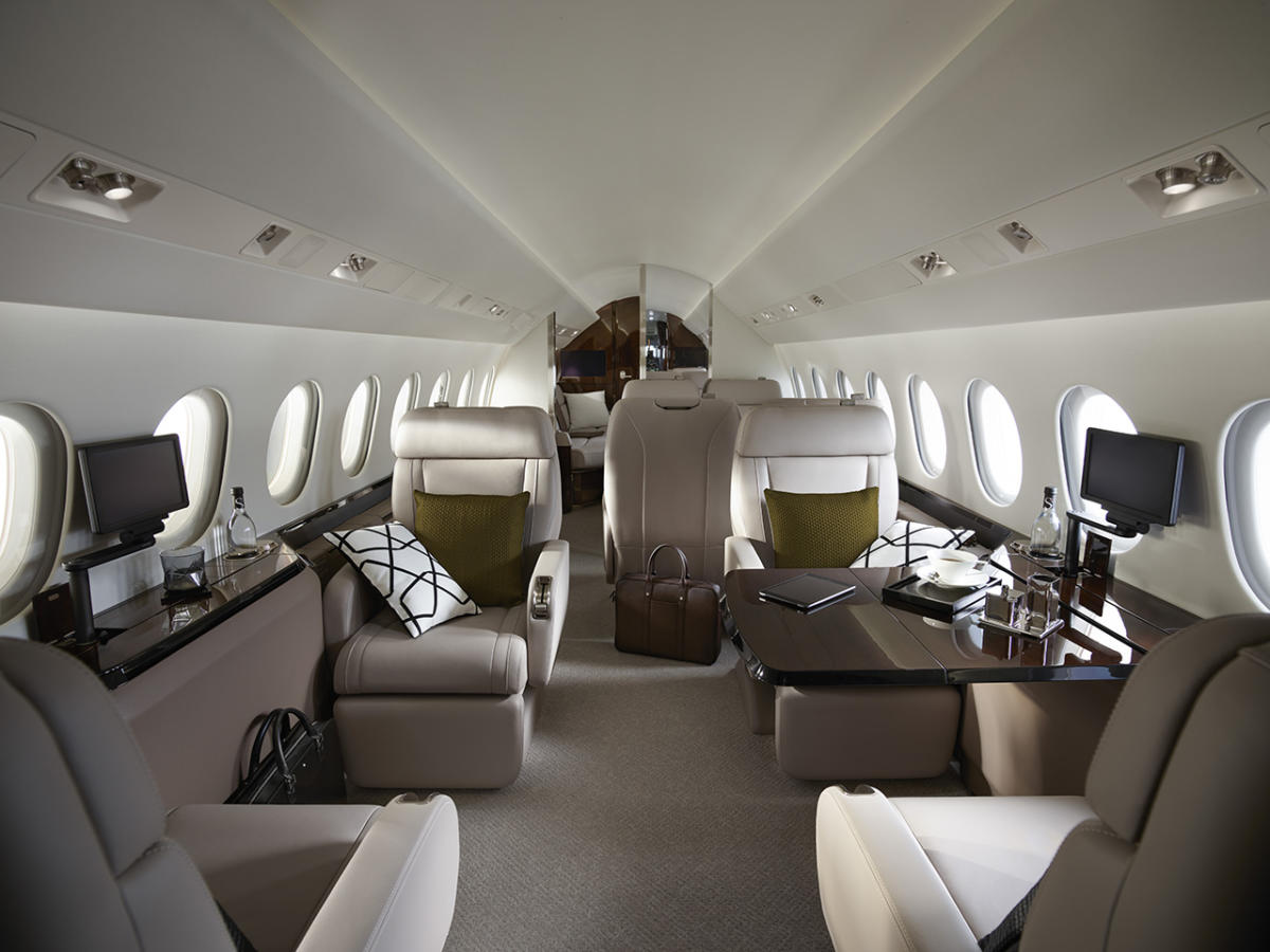 Dassault Falcon 900LX cabin for Nantucket charter