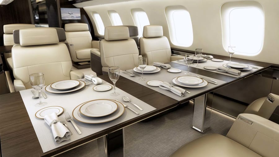 Bombardier Global 7500 cabin for Nantucket charter