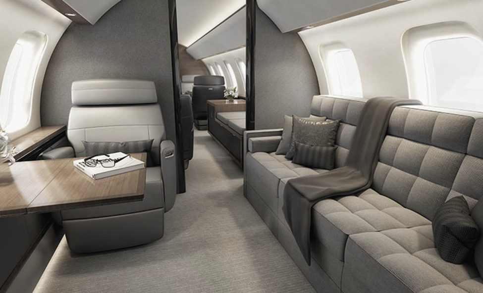 Bombardier Global 8000 cabin for Nantucket charter