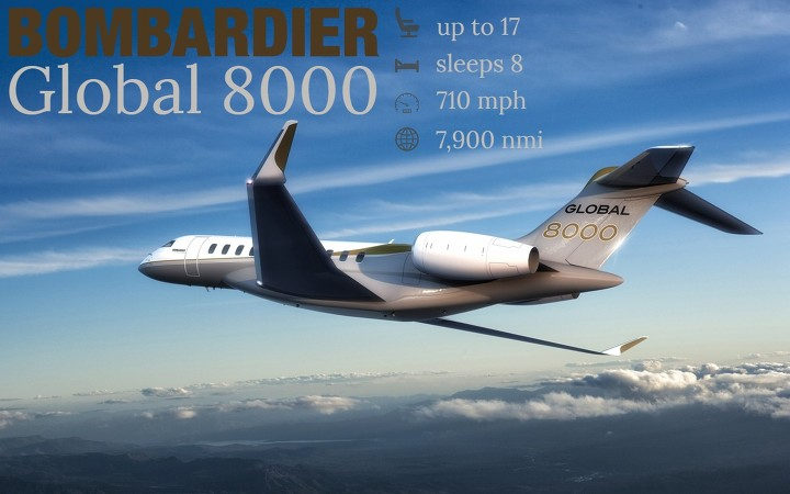 Bombardier Global 8000 long range jet for Nantucket charter