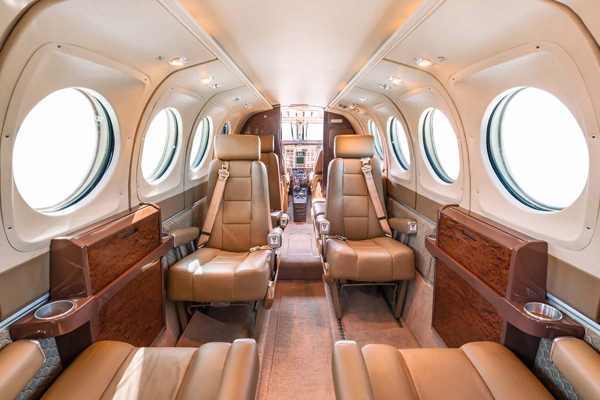 Beechcraft King Air 100 cabin for Nantucket charter